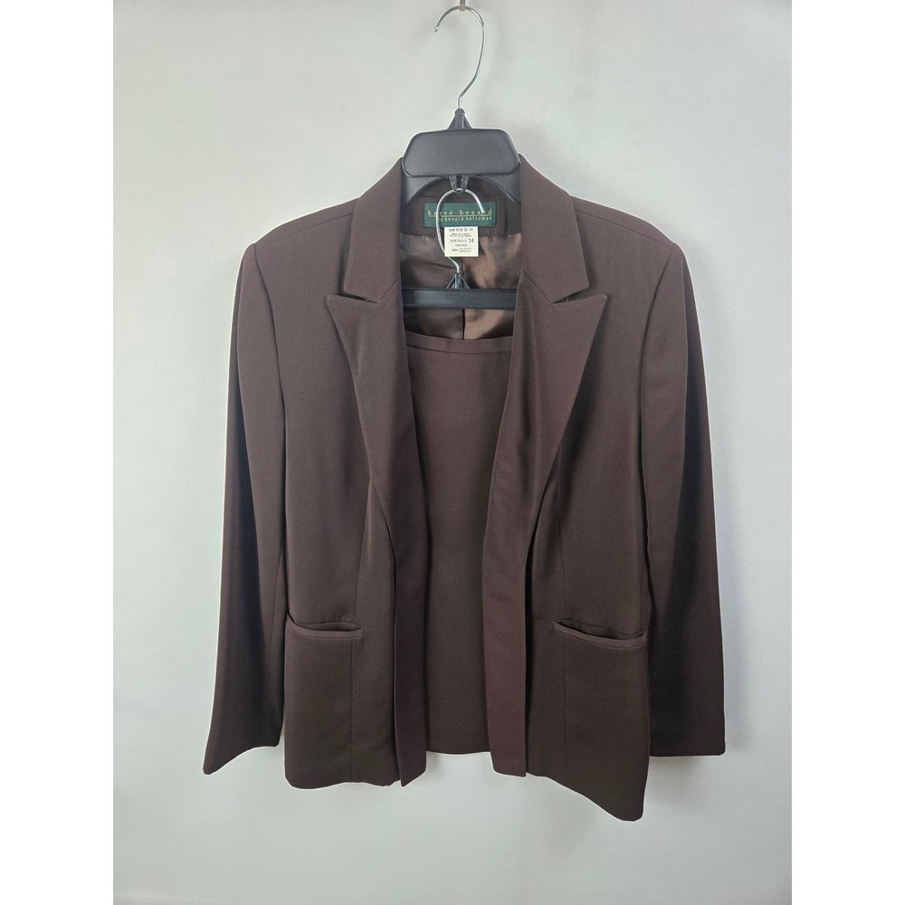 Harve Benard Brown Skirt Suit Set Women 14 Blazer Pencil Skirt Professional